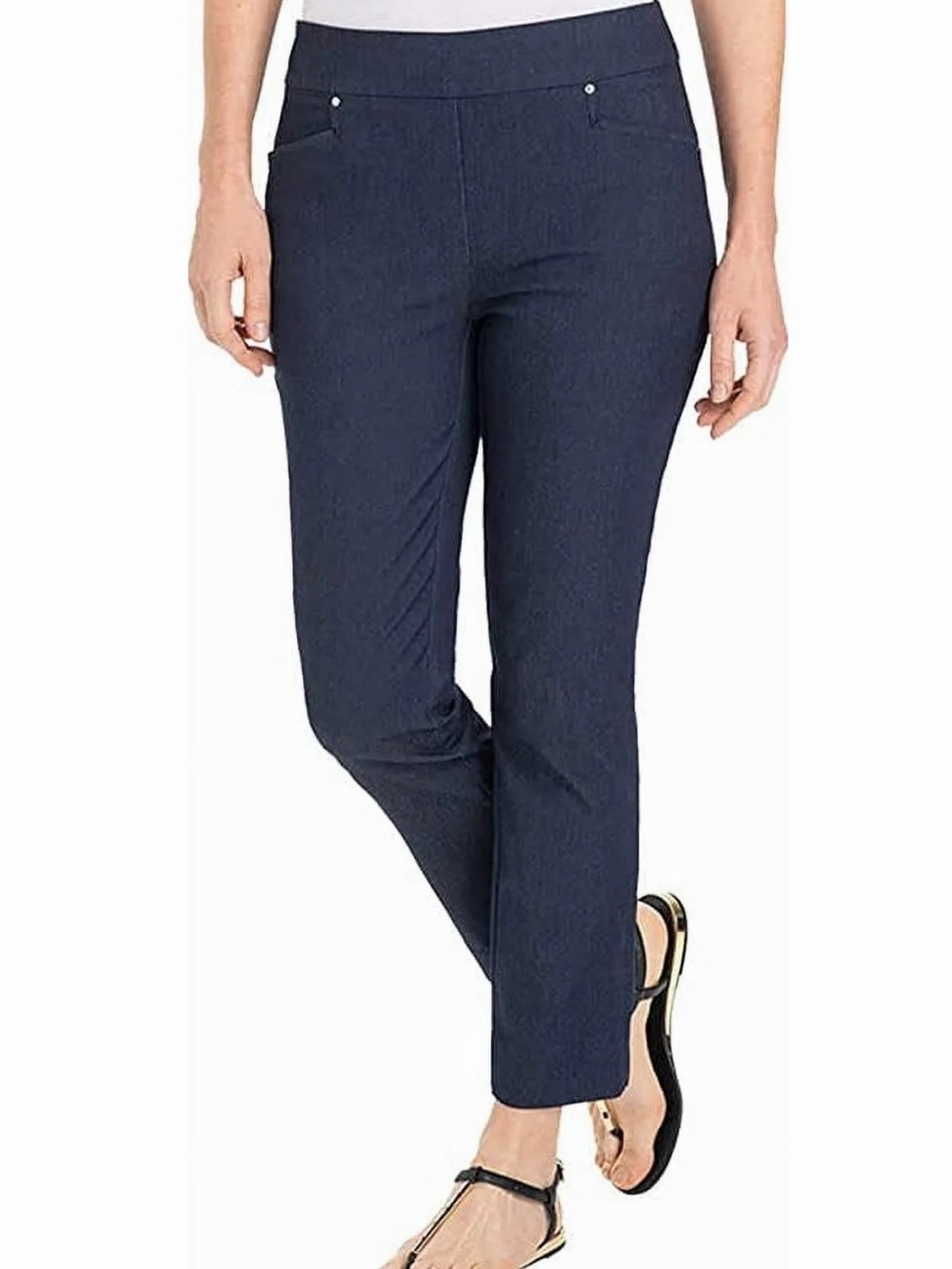 Hilary Radley Indigo Pull On Ankle Pants